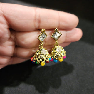 Serena Multicolour Mini Jhumki Earrings - ECLAT INDIAN JEWELSEarringsMulticolour