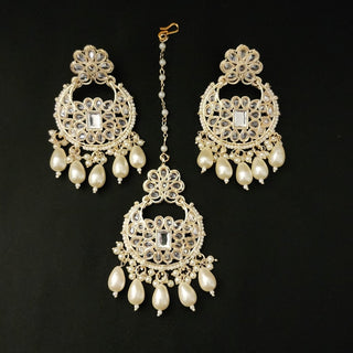 Shannon White Polki Necklace Set with Tikka - ECLAT INDIAN JEWELSNecklace SetsWhite