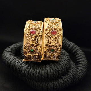 Shayla Gold Plated Bangle Set (Pair) - ECLAT INDIAN JEWELSBangle, Kadas & Bracelets2.10