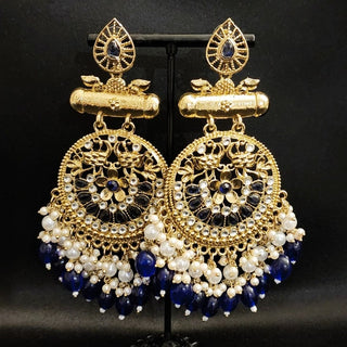 Shehnaaz Blue Kundan Earrings - ECLAT INDIAN JEWELSEarringsBlue