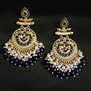 Shehnaaz Blue Kundan Earrings - ECLAT INDIAN JEWELSEarringsBlue