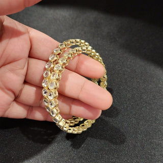 Shelby White Kundan Bangles (Pair) (2.4, 2.6, 2.8, 2.10) - ECLAT INDIAN JEWELSBangle, Kadas & Bracelets2.6