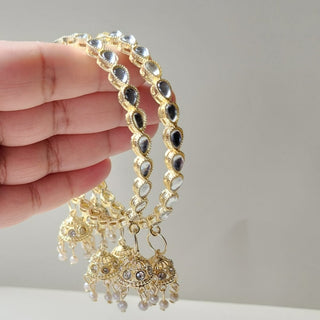 Shelby White Kundan Latkan Bangles (Pair) (2.4, 2.6, 2.8) - ECLAT INDIAN JEWELSBangle, Kadas & Bracelets2.6