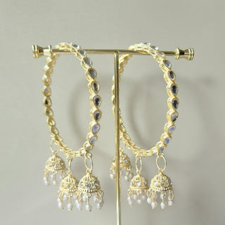 Shelby White Kundan Latkan Bangles (Pair) (2.4, 2.6, 2.8) - ECLAT INDIAN JEWELSBangle, Kadas & Bracelets2.6