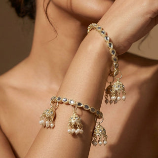 Shelby White Kundan Latkan Bangles (Pair) (2.4, 2.6, 2.8) - ECLAT INDIAN JEWELSBangle, Kadas & Bracelets2.6