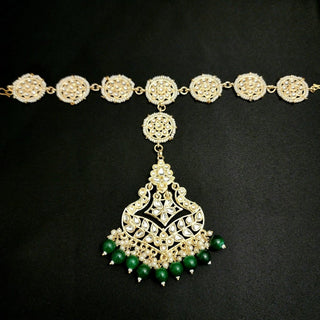 Sibyl Green Kundan Sheesh Phool / Matha Patti - ECLAT INDIAN JEWELSMatha Patti, Sheesh PhoolGreen