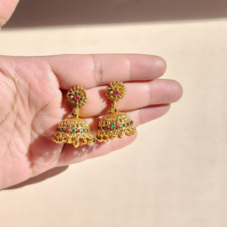 Sienna Kemp Multicolour Temple Jhumka Long Necklace Set - ECLAT INDIAN JEWELSNecklace SetsGold