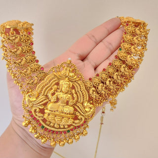 Sienna Kemp Multicolour Temple Jhumka Long Necklace Set - ECLAT INDIAN JEWELSNecklace SetsGold
