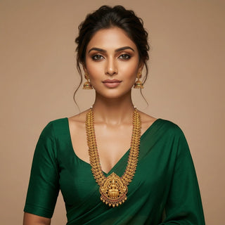 Sienna Kemp Multicolour Temple Jhumka Long Necklace Set - ECLAT INDIAN JEWELSNecklace SetsGold