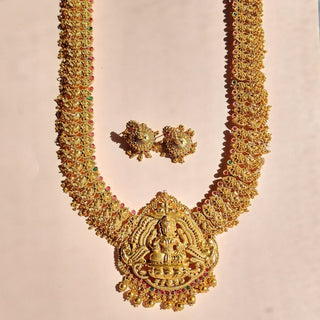 Sienna Kemp Multicolour Temple Jhumka Long Necklace Set - ECLAT INDIAN JEWELSNecklace SetsGold