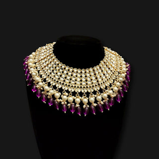 Skyla Purple Kundan Necklace Set with Tikka and Passa - ECLAT INDIAN JEWELSNecklace SetsPurple