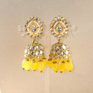 Skylar Yellow Kundan Necklace Set with Tikka - ECLAT INDIAN JEWELSNecklace SetsYellow