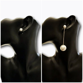 Sophia 2 - in - 1 Interchangeable White Pearl Drop Earrings - ECLAT INDIAN JEWELSEarringsWhite