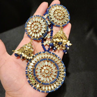 Spencer Blue Mirror Tikka Set - ECLAT INDIAN JEWELSTikka SetsBlue