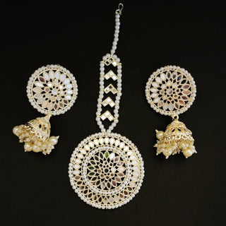 Spencer White Mirror Tikka Set - ECLAT INDIAN JEWELSTikka SetsWhite