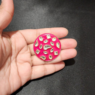 Stelah Magenta Pink Adjustable Ring - ECLAT INDIAN JEWELSRingsPink