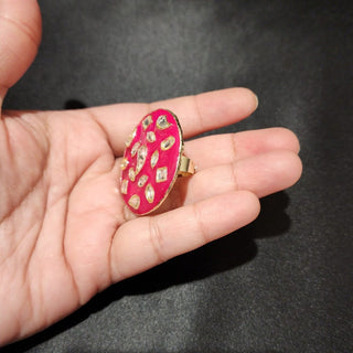 Stelah Magenta Pink Adjustable Ring - ECLAT INDIAN JEWELSRingsPink