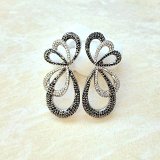 Stella Black Swarovski Inspired CZ Diamond Simulant Earrings - ECLAT INDIAN JEWELSEarringsBlack