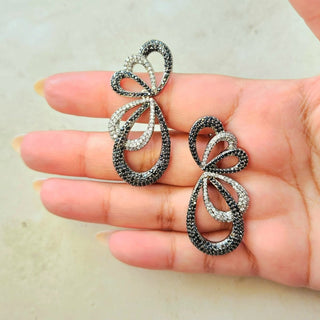 Stella Black Swarovski Inspired CZ Diamond Simulant Earrings - ECLAT INDIAN JEWELSEarringsBlack