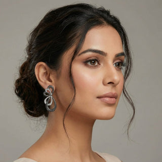 Stella Black Swarovski Inspired CZ Diamond Simulant Earrings - ECLAT INDIAN JEWELSEarringsBlack