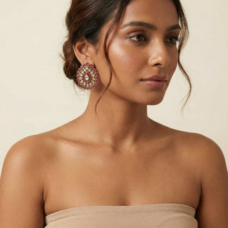Stella Pink Polki Stud Earrings - ECLAT INDIAN JEWELSEarringsPink