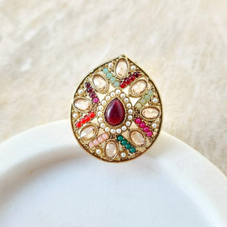 Stella Polki Multicolour Adjustable Ring - ECLAT INDIAN JEWELSRingsMulticolour