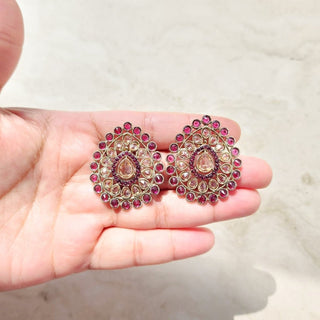 Stella Purple Polki Stud Earrings - ECLAT INDIAN JEWELSEarringsPurple