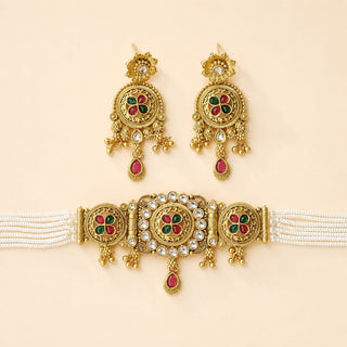 Stevie Multicolour Kundan Choker Necklace Set - ECLAT INDIAN JEWELSNecklace SetsMulticolor