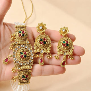 Stevie Multicolour Kundan Choker Necklace Set - ECLAT INDIAN JEWELSNecklace SetsMulticolor