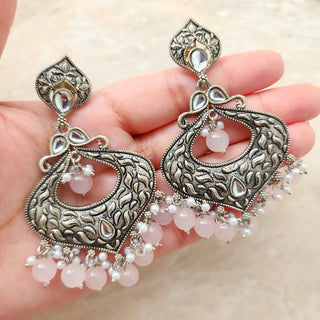 Susanna Light Pink German Silver Earrings - ECLAT INDIAN JEWELSEarringsPink
