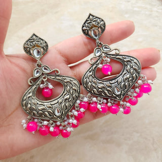 Susanna Pink German Silver Earrings - ECLAT INDIAN JEWELSEarringsPink