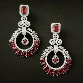 Tabitha Dark Red CZ Diamond Simulant Earrings - ECLAT INDIAN JEWELSEarringsRed