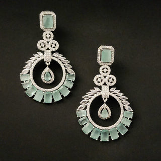 Tabitha Mint Green CZ Diamond Simulant Earrings - ECLAT INDIAN JEWELSEarringsGreen