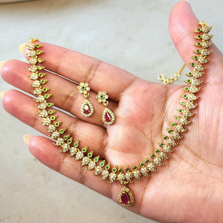 Tahira Multicolour Kemp Diamond Simulant Necklace Set - ECLAT INDIAN JEWELSNecklace SetsGold