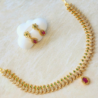 Tahira Multicolour Kemp Diamond Simulant Necklace Set - ECLAT INDIAN JEWELSNecklace SetsGold