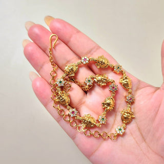 Tahira Multicolour Temple (Lord Ganesh) CZ Diamond Simulant Necklace Set - ECLAT INDIAN JEWELSNecklace SetsGold