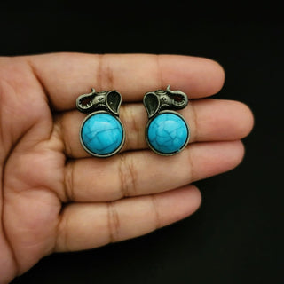 Taylor Blue German Silver Stud Earrings - ECLAT INDIAN JEWELSEarringsBlue