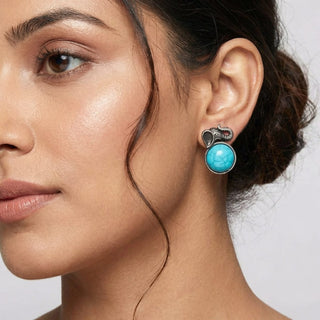 Taylor Blue German Silver Stud Earrings - ECLAT INDIAN JEWELSEarringsBlue