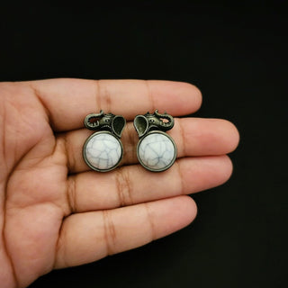 Taylor Gray White German Silver Stud Earrings - ECLAT INDIAN JEWELSEarringsWhite