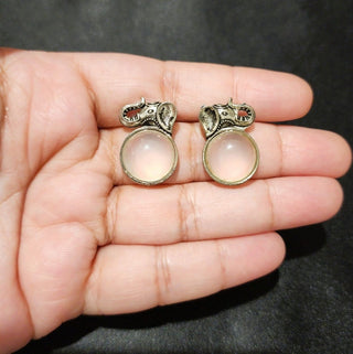 Taylor White German Silver Stud Earrings - ECLAT INDIAN JEWELSEarringsWhite