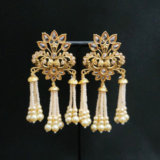 Teagan Beige Polki Gold Earrings - ECLAT INDIAN JEWELSEarringsGold