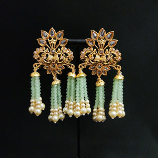 Teagan Mint Green Polki Gold Earrings - ECLAT INDIAN JEWELSEarringsGold