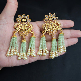 Teagan Mint Green Polki Gold Earrings - ECLAT INDIAN JEWELSEarringsGold