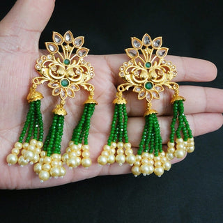 Teagan Parrot Green Polki Gold Earrings - ECLAT INDIAN JEWELSEarringsGold