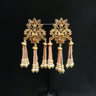 Teagan Peach Polki Gold Earrings - ECLAT INDIAN JEWELSEarringsGold