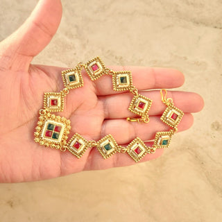 Teresa Multicolour 20k Gold Plated Matha Patti / Sheesh Phool - ECLAT INDIAN JEWELSMatha Patti, Sheesh PhoolMulticolour
