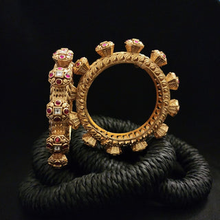 Tessie Gold Plated Pacheli Bangle Set (Pair) - ECLAT INDIAN JEWELSBangle, Kadas & Bracelets2.6