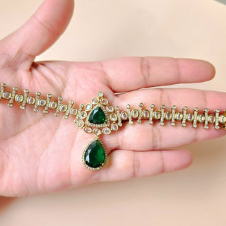Thea Green CZ Diamond Simulant Necklace Set - ECLAT INDIAN JEWELSNecklace SetsGreen