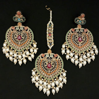 Tiffany Multicolour Polki Tikka Set - ECLAT INDIAN JEWELSTikka SetsMulticolour