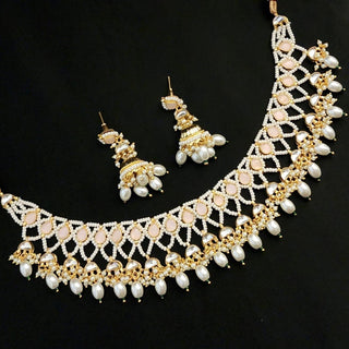 Tripti Light Pink Pachi Kundan Necklace Set - Luxury Collection - ECLAT INDIAN JEWELSNecklace SetsWhite